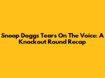 Snoop Dogg's Tears On The Voice: A Knockout Round Recap