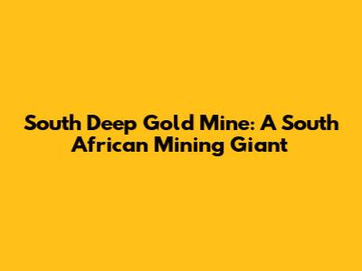 South Deep Gold Mine: A South African Mining Giant