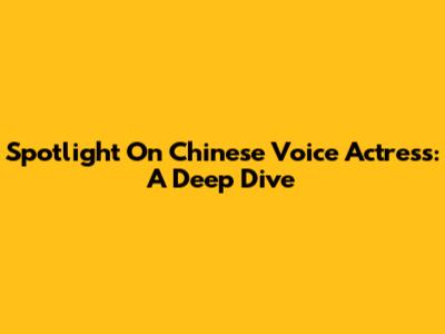 Spotlight On Chinese Voice Actress: A Deep Dive