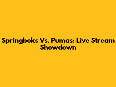 Springboks Vs. Pumas: Live Stream Showdown