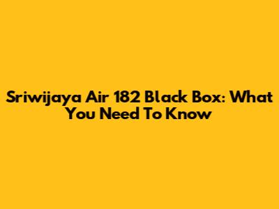 Sriwijaya Air 182 Black Box: What You Need To Know