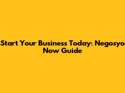 Start Your Business Today: Negosyo Now Guide