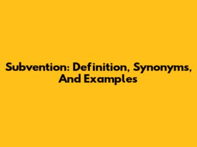 Subvention: Definition, Synonyms, And Examples