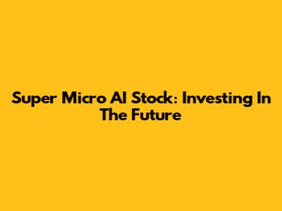 Super Micro AI Stock: Investing In The Future
