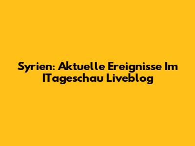 Syrien: Aktuelle Ereignisse Im ITageschau Liveblog