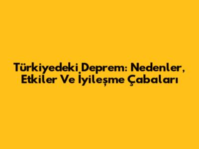Türkiye'deki Deprem: Nedenler, Etkiler Ve İyileşme Çabaları