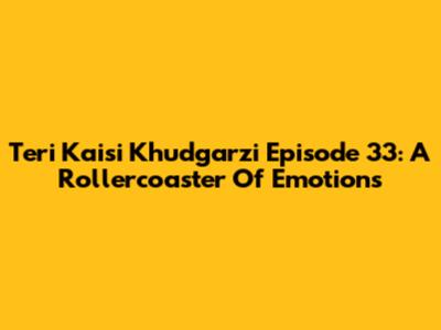 Teri Kaisi Khudgarzi Episode 33: A Rollercoaster Of Emotions