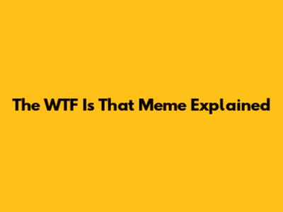 The "WTF Is That" Meme Explained