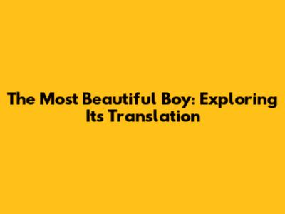 The Most Beautiful Boy: Exploring Its Translation