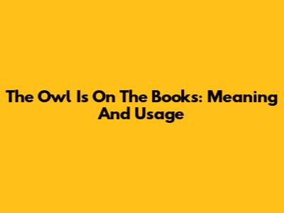 The Owl Is On The Books: Meaning And Usage