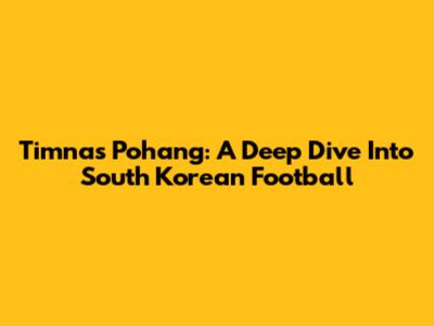 Timnas Pohang: A Deep Dive Into South Korean Football