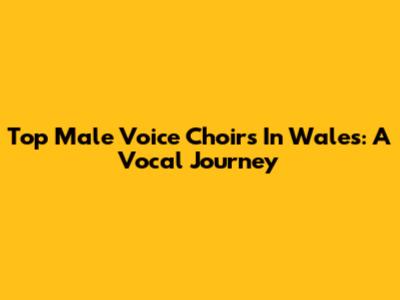 Top Male Voice Choirs In Wales: A Vocal Journey