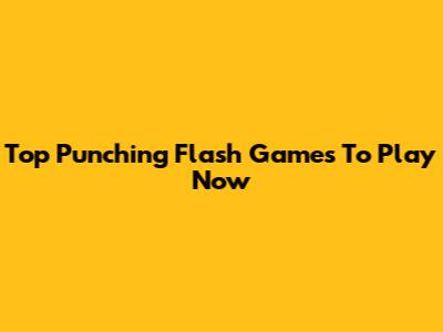 Top Punching Flash Games To Play Now