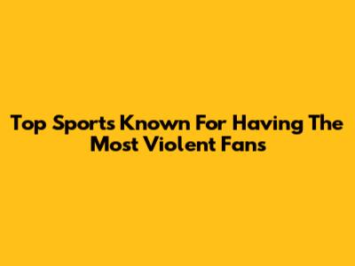 Top Sports Known For Having The Most Violent Fans