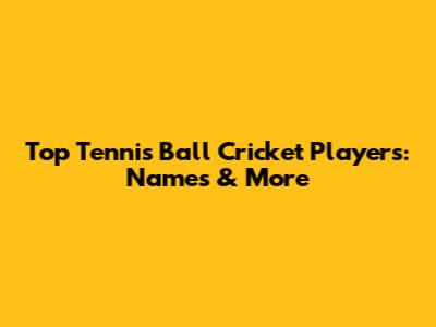 Top Tennis Ball Cricket Players: Names & More