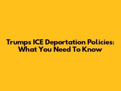 Trump's ICE Deportation Policies: What You Need To Know