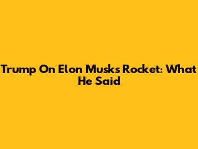 Trump On Elon Musk's Rocket: What He Said