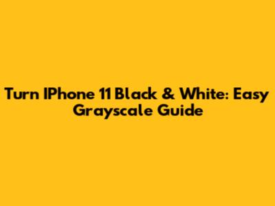 Turn IPhone 11 Black & White: Easy Grayscale Guide