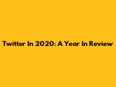 Twitter In 2020: A Year In Review