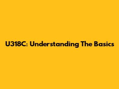 U318C: Understanding The Basics