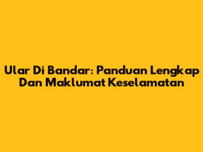 Ular Di Bandar: Panduan Lengkap Dan Maklumat Keselamatan