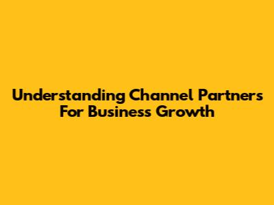 Understanding Channel Partners For Business Growth
