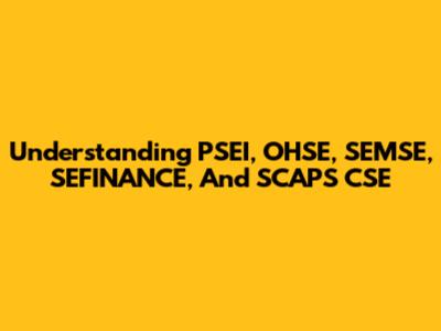 Understanding PSEI, OHSE, SEMSE, SEFINANCE, And SCAPS CSE