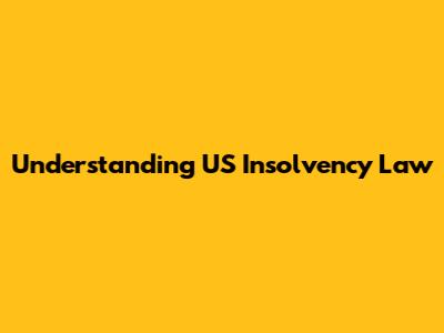 Understanding US Insolvency Law