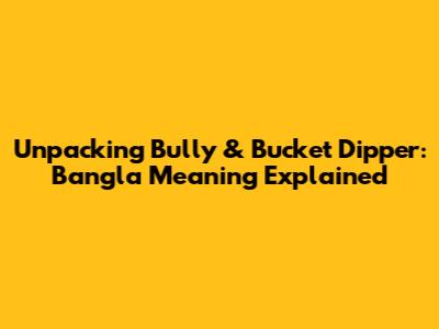 Unpacking 'Bully' & 'Bucket Dipper': Bangla Meaning Explained