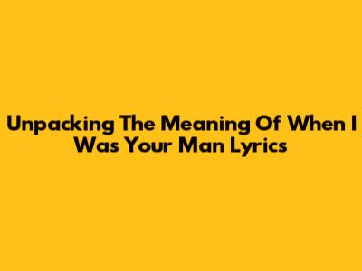 Unpacking The Meaning Of "When I Was Your Man" Lyrics