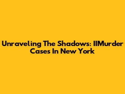 Unraveling The Shadows: IIMurder Cases In New York