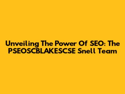 Unveiling The Power Of SEO: The PSEOSCBLAKESCSE Snell Team