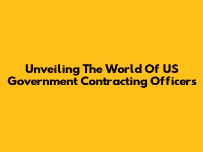 Unveiling The World Of US Government Contracting Officers