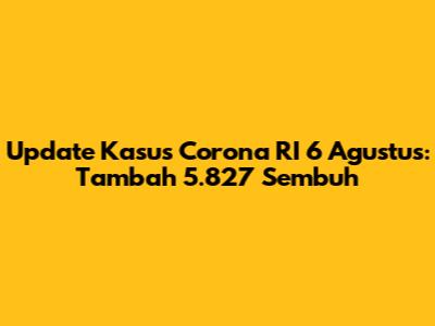 Update Kasus Corona RI 6 Agustus: Tambah 5.827 Sembuh