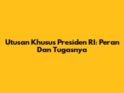Utusan Khusus Presiden RI: Peran Dan Tugasnya
