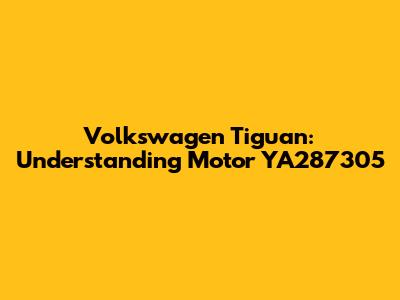 Volkswagen Tiguan: Understanding Motor YA287305