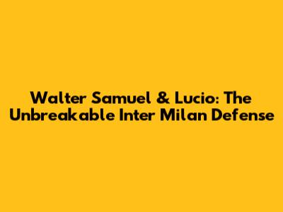 Walter Samuel & Lucio: The Unbreakable Inter Milan Defense