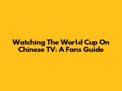 Watching The World Cup On Chinese TV: A Fan's Guide