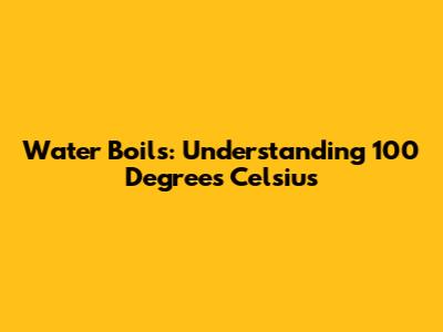 Water Boils: Understanding 100 Degrees Celsius