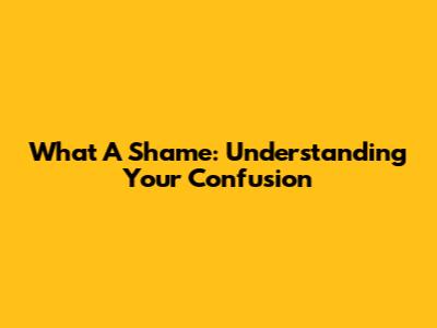 What A Shame: Understanding Your Confusion