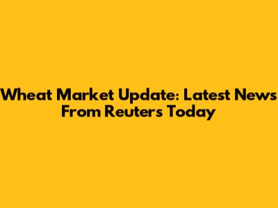 Wheat Market Update: Latest News From Reuters Today