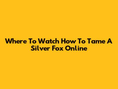 Where To Watch 'How To Tame A Silver Fox' Online