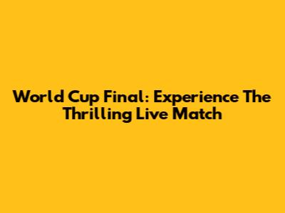 World Cup Final: Experience The Thrilling Live Match