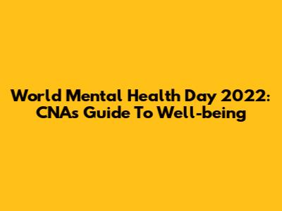 World Mental Health Day 2022: CNA's Guide To Well-being