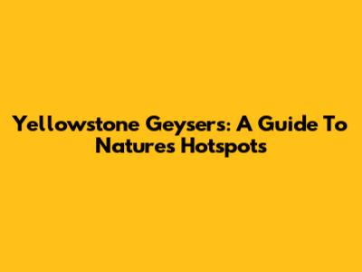 Yellowstone Geysers: A Guide To Nature's Hotspots