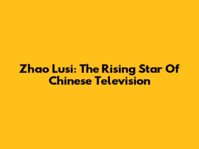 Zhao Lusi: The Rising Star Of Chinese Television