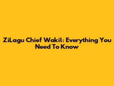 ZiLagu Chief Wakil: Everything You Need To Know
