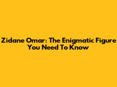 Zidane Omar: The Enigmatic Figure You Need To Know
